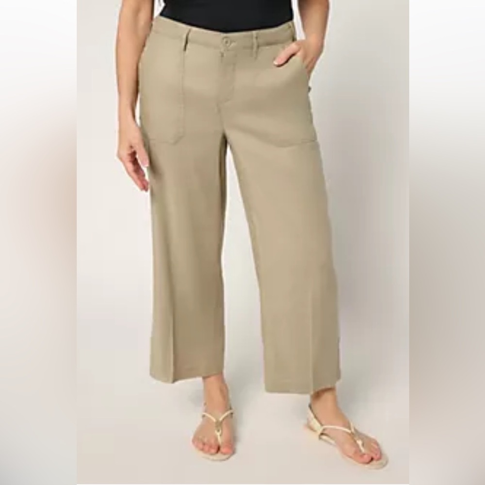 NYDJ sz 16 khaki wide leg linen and viscose capris NWT